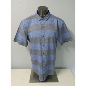 Mens Split Co. USA Short Sleeve Button Front Shirt Blue Gray Size XXL Cotton